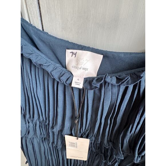 Cinq À Sept Elaine Dress Sz 6 NWT Sleeveless Navy Blue Tiered Pleated Midi Dress - Picture 12 of 16